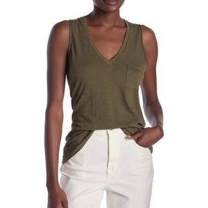 Madewell Army Green Sleeveless V-Neck